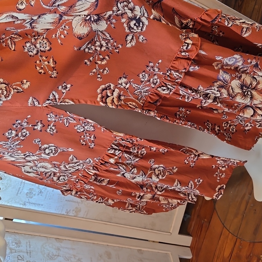 Floral Rust Dress Small - Picture 8 of 12